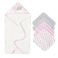 Set cadou bebelusi cu 5 mini prosopele si prosop de baie cu gluga Little Love - 3