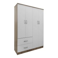 Dulap haine cu 4 usi si sertare Lego Alb Maro 120.5x42x181 cm - 1