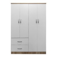 Dulap haine cu 4 usi si sertare Lego Alb Maro 120.5x42x181 cm - 4