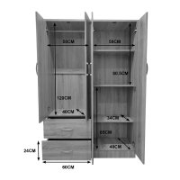 Dulap haine cu 4 usi si sertare Lego Alb Maro 120.5x42x181 cm - 6