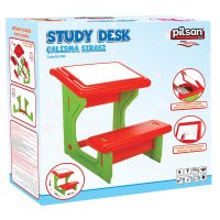 Masuta de studiu cu bancuta pentru copii Pilsan Study Desk Red,din plastic rezistent,margini rotunjite,bancuta cu suport pentru picioare,spatiu de depozitare sub masuta si suprafata pe care se poate scrie - 1