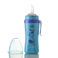 Cana Minut anticurgere cu pai de silicon si clips de prindere 360 ml 6+ bleu - 1