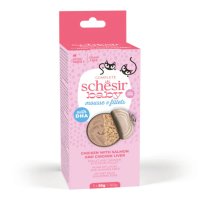 SCHESIR Baby Mousse & Fillets, Pui și Somon, conservă hrană umedă fără cereale pisici junior, (mousse), multipack, 55g x 3buc - 2