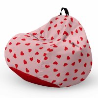 Fotoliu Puf Bean Bag tip Para XL Inimi fundal roz - 5