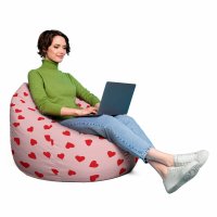 Fotoliu Puf Bean Bag tip Para XL Inimi fundal roz - 3