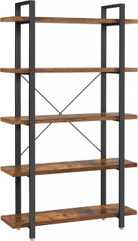 Raft de depozitare, Vasagle, Maro-Negru, 105x33.5x177.5 cm - 2