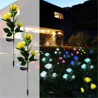 Set 2 Lampi Solare Decorative Trandafiri Galbeni - Iluminare LED Automata cu Design Elegant - 1