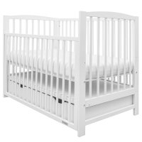 Patut din lemn New Baby Lilly, 120x60 cm, cu sertar si laterala culisanta, certificat FSC, reglabil pe 3 nivele, alb - 1