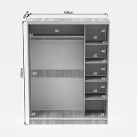 Dulap dormitor PakoWorld Korredor cu oglinda, Sonoma, 160 x 60 x 220 cm - 5