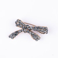 Brosa metalica auriu antichizat in forma de fundita cu pietricele albastre - 1