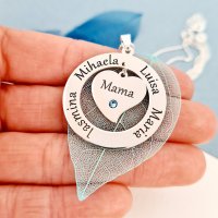 Lantisor personalizat - Mama sau Bunica - Argint 925 - cristal Swarovski - 1