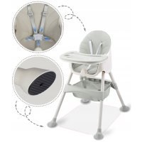 Scaun de masa 3in1 transformabil in scaunel clasic, cu cos de depozitare, baza antiderapanta, masuta reglabila, suport picioare si husa detasabila Ricokids Milo Gri - 4