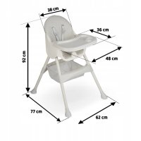 Scaun de masa 3in1 transformabil in scaunel clasic, cu cos de depozitare, baza antiderapanta, masuta reglabila, suport picioare si husa detasabila Ricokids Milo Gri - 6