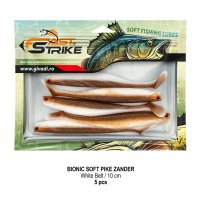 Fast Strike Bionic Soft Pike-Zander, shad White Belt, 10 cm, 5 bucati - 2