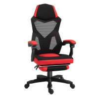 Scaun de Birou Vinsetto Ergonomic si Reclinabil cu Suport pentru Picioare Negru si Rosu | Aosom Romania - 1