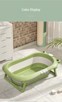 Set Cadita pliabila pentru bebelusi Little Mom green, cu termometru digital, dop de scurgere, dimensiune 80 x 52 x 23 cm si Suport anatomic inclus - 1