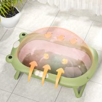 Set Cadita pliabila pentru bebelusi Little Mom green, cu termometru digital, dop de scurgere, dimensiune 80 x 52 x 23 cm si Suport anatomic inclus - 2