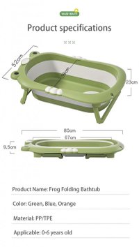 Set Cadita pliabila pentru bebelusi Little Mom green, cu termometru digital, dop de scurgere, dimensiune 80 x 52 x 23 cm si Suport anatomic inclus - 4