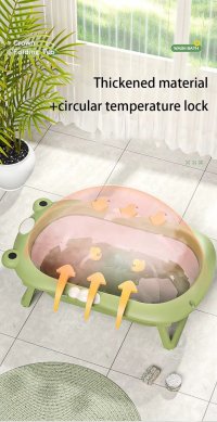 Set Cadita pliabila pentru bebelusi Little Mom green, cu termometru digital, dop de scurgere, dimensiune 80 x 52 x 23 cm si Suport anatomic inclus - 5