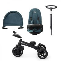Tricicleta pentru copii Kinderkraft Easytwist Midnight Green cu scaun reversibil, pozitie de somn, cauciucuri PU, protectie UV de la varsta de 9 luni - 6