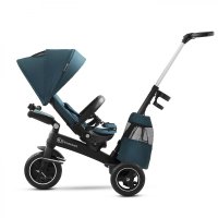 Tricicleta pentru copii Kinderkraft Easytwist Midnight Green cu scaun reversibil, pozitie de somn, cauciucuri PU, protectie UV de la varsta de 9 luni - 12