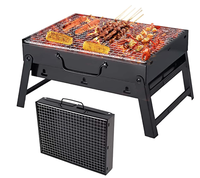 Gratar portabil tip valiza pentru gradina camping plaja din metal negru 27cmx35cmx23cm - 1