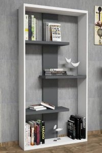 Biblioteca, Dante Homs, gri antracit/alb, 160 x 90 x 20 cm, PAL - 1