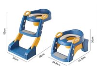 Reductor toaleta pentru copii Little Mom Blue, pliabil, ergonomic, sezut din PVC, manere de sustinere, vas colector detasabil, protectie anti-stropire, suprafata antiderapanta, 55 x 35 x 58 cm - 3