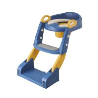 Reductor toaleta pentru copii Little Mom Blue, pliabil, ergonomic, sezut din PVC, manere de sustinere, vas colector detasabil, protectie anti-stropire, suprafata antiderapanta, 55 x 35 x 58 cm - 5