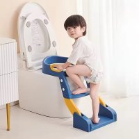 Reductor toaleta pentru copii Little Mom Blue, pliabil, ergonomic, sezut din PVC, manere de sustinere, vas colector detasabil, protectie anti-stropire, suprafata antiderapanta, 55 x 35 x 58 cm - 7