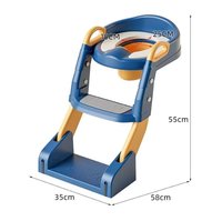 Reductor toaleta pentru copii Little Mom Blue, pliabil, ergonomic, sezut din PVC, manere de sustinere, vas colector detasabil, protectie anti-stropire, suprafata antiderapanta, 55 x 35 x 58 cm - 9