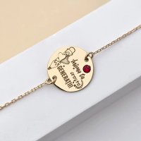 Bratara banut 15 mm - Inima ta creste generatii - Argint 925 placat cu Aur Galben 18K si Cristal Swarovski - 1