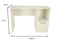 Birou Boston, alb, 90x45x75 cm - 3