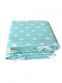 Set de aparatori pufoase h35 pat 140x70 cm DeLuxe Coronite albe pe vernil - 1