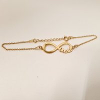 Bratara personalizata - Infinit cu 1 nume decupat - cu lantisor - Argint 925 placat cu Aur Galben 18K - 1