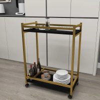 Măsuță de servire mobilă Clasică, 81 cm, negru și auriu - 1