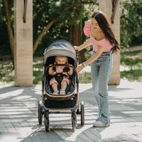 Carucior pentru copii Coccolle Melora Diamond Black 3 in 1 Transformabil, Reversibil, Cadru din aluminiu, Pliere compacta, Maner ajustabil, Spatar reglabil si Accesorii incluse - 1