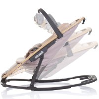 Scaunel balansoar Chipolino Senso Biscotta Wood cu spatar reglabil, bara de jucarii, suport pentru cap, centuri de siguranta, pliere compacta - 2