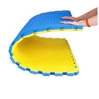 Covoras tip puzzle xxl, spuma eva, 100x100 cm, grosime 2 cm, antiderapant, galbenalbastru - 1