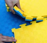 Covoras tip puzzle xxl, spuma eva, 100x100 cm, grosime 2 cm, antiderapant, galbenalbastru - 6