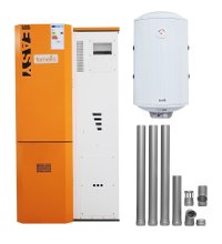 Pachet Centrala pe peleti Fornello Slimpell Easy 25 kw, arzator inox, pompa de circulatie, pompa electronica Grundfos, A+, Boiler Termoelectric Fornello 100l, kit evacuare 100 mm, 3,5 metri si reductie 100 -120 mm - 1
