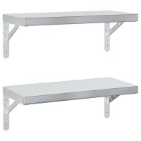 Rafturi de perete argintii din otel inoxidabil, set de 2 buc., 50x23,5 cm - 1