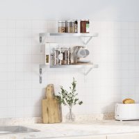 Rafturi de perete argintii din otel inoxidabil, set de 2 buc., 50x23,5 cm - 3