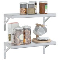 Rafturi de perete argintii din otel inoxidabil, set de 2 buc., 50x23,5 cm - 4