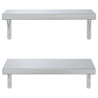 Rafturi de perete argintii din otel inoxidabil, set de 2 buc., 50x23,5 cm - 5