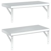 Rafturi de perete argintii din otel inoxidabil, set de 2 buc., 50x23,5 cm - 7