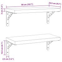 Rafturi de perete argintii din otel inoxidabil, set de 2 buc., 50x23,5 cm - 9