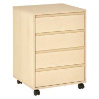 HOMCOM sertar de birou cu roti, 4 sertare glisante si aspect natural de lemn - 1
