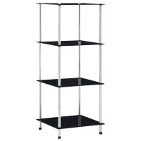 Raft modern cu 4 etaje, negru, 40 x 40 x 100 cm, din sticla securizata - 1