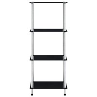Raft modern cu 4 etaje, negru, 40 x 40 x 100 cm, din sticla securizata - 2